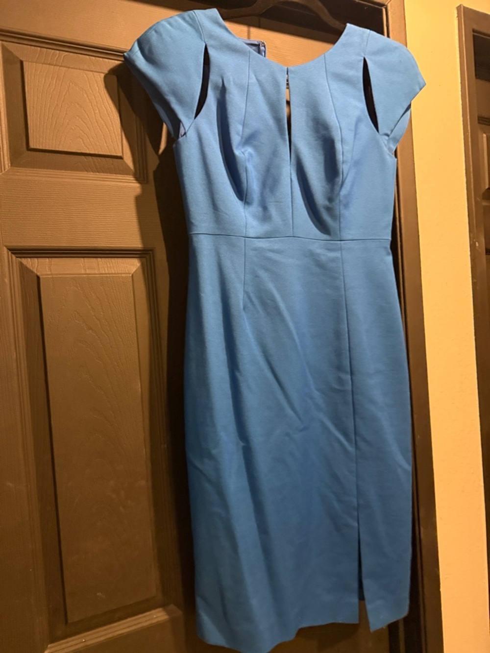 Black Halo Classic Blue Cap-Sleeve Sheath Dress